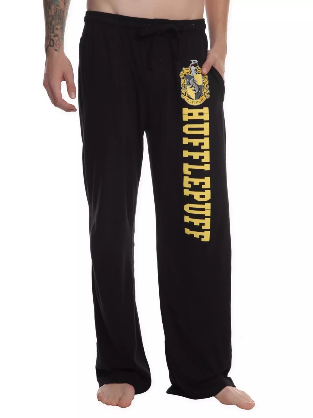 Harry Potter Hufflepuff Charcoal Grey Unisex Pajama Pants Size Medium